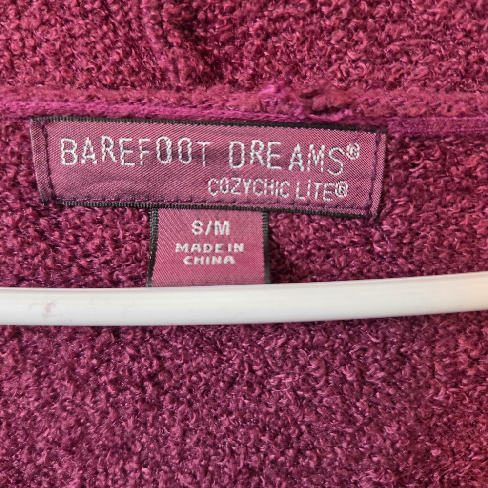 Barefoot Dreams CozyChic Lite Cardigan Duster Burgundy Size S/M Cozy Fall Winter - Picture 4 of 8
